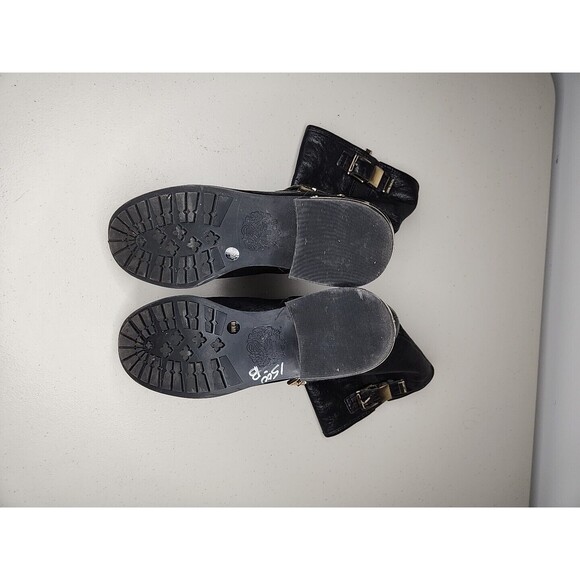 Vince Camuto Black Roadell Women's Leather Upper Gold Hardware Buckle Boots10/40 - Picture 5 of 7